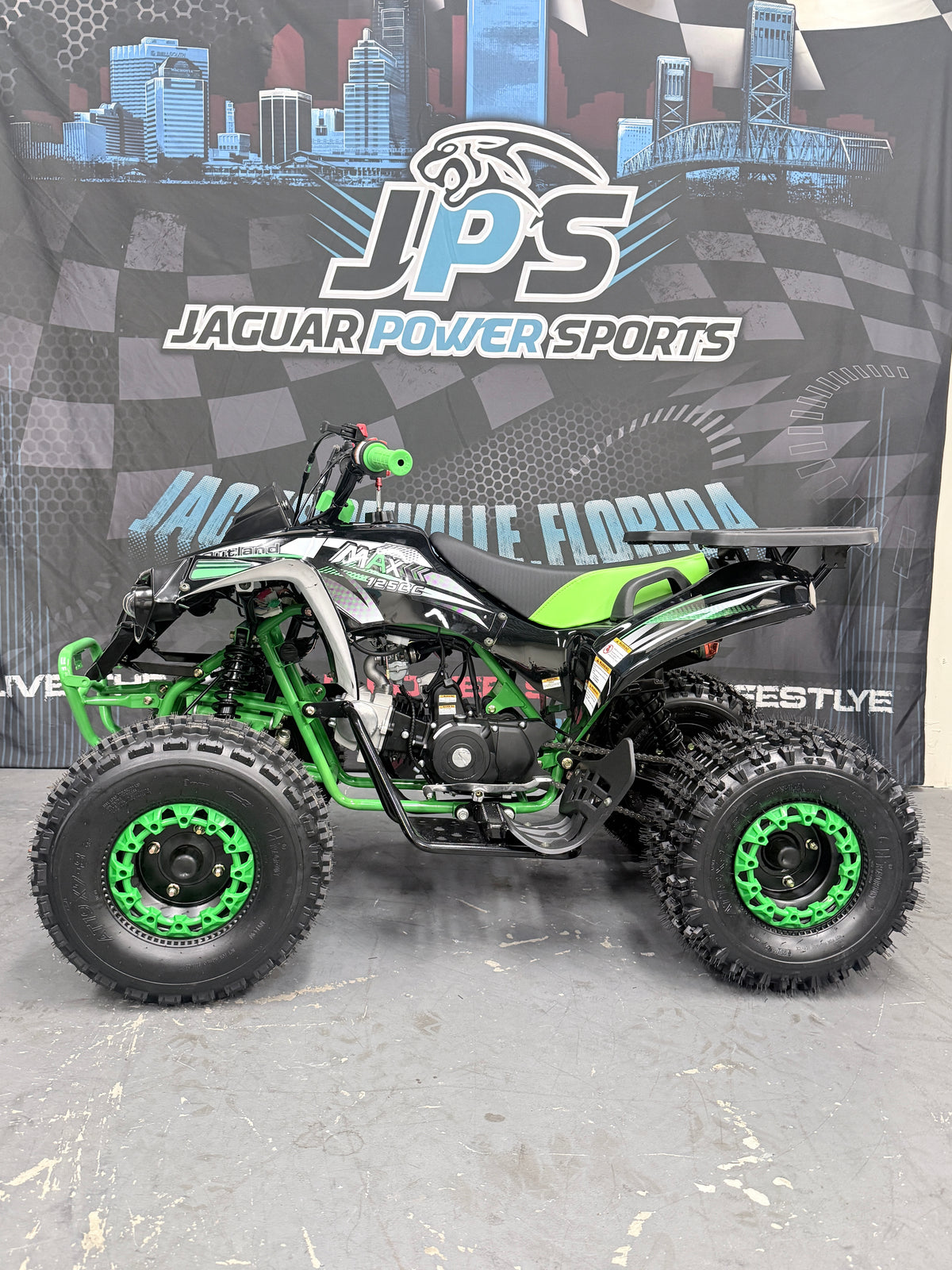 Max 125cc Fully Automictic With Reverse Youth ATV - Sport Off Road Quad - Side View