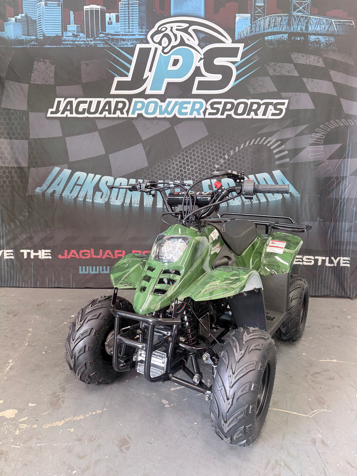 Hawk 110cc Fully Automatic Sport Youth ATV - Off Road Quad - Front view