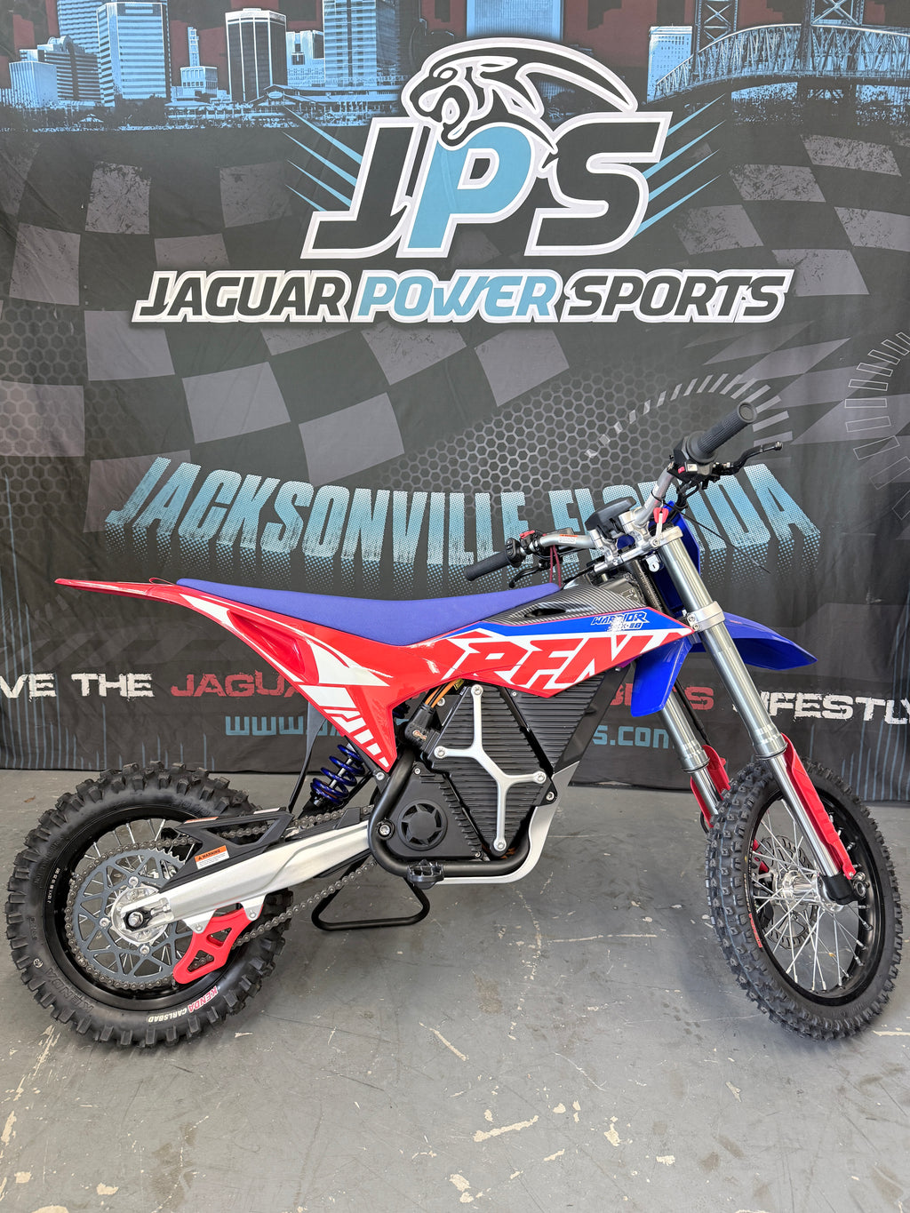 RFN Warrior SX-E8 60V Electric Dirt Bike – High-Performance Off-Road Motorcycle for Teens - side view - Red