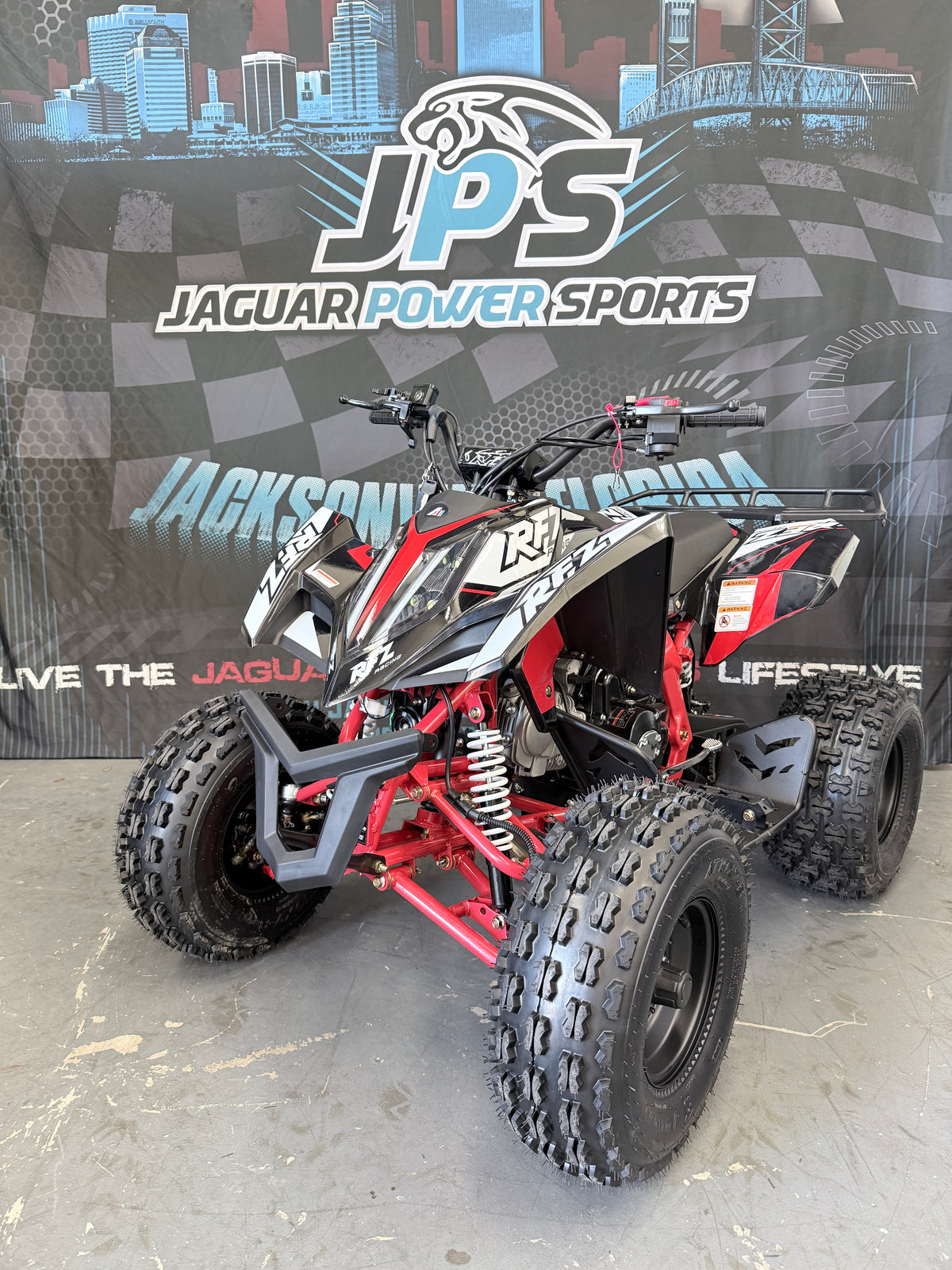 Apollo Falcon 125cc Fully Automatic With Reverse Youth ATV - Sport Quad - Front view - red