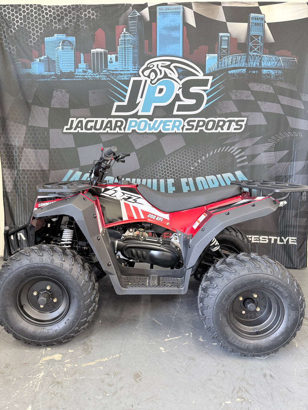 Apollo Commander 200cc Electric Fuel Injected (EFI) Automatic Adult ATV - Utility Quad - red - side view