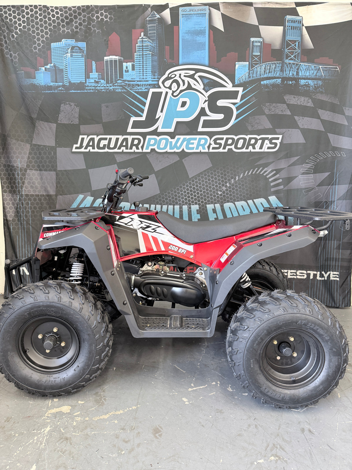 Apollo Commander 200cc Electric Fuel Injected (EFI) Automatic Adult ATV - Utility Quad - red - side view