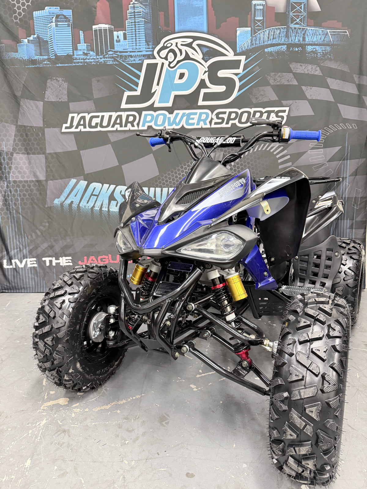 Cougar Sport 200cc Fully Automatic Adult ATV - Sport Quad - blue - front view