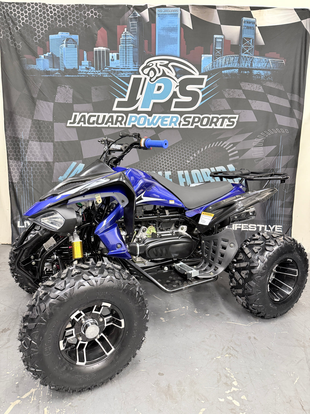 Cougar Sport 200cc Fully Automatic Adult ATV - Sport Quad - Blue - Side view 