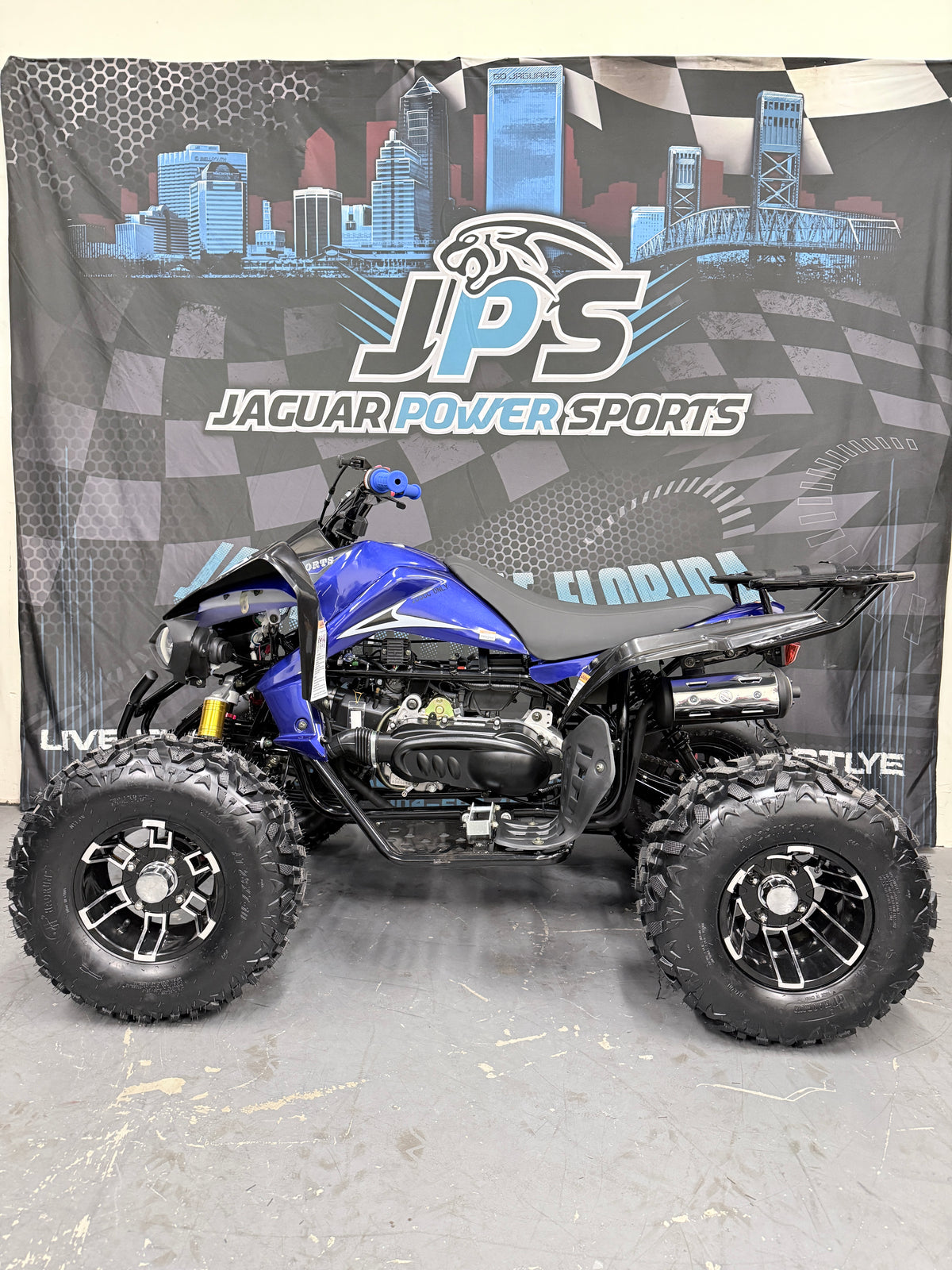 Cougar Sport 200cc Fully Automatic Adult ATV - Sport Quad - Blue - Side view