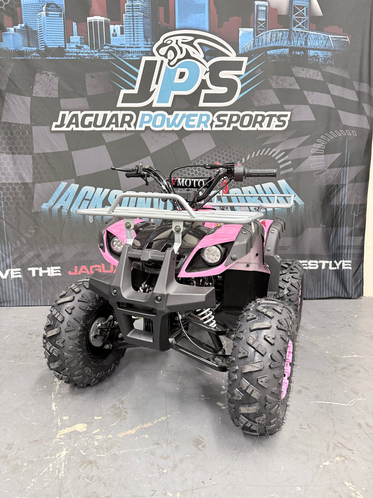 Rider 9 125cc Fully Automatic With Reverse Youth ATV -Utility Off Road Quad - Pink - Front View