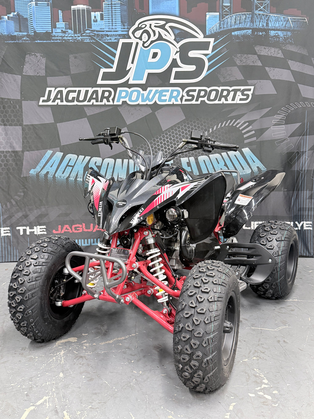 Vitacci Pentora 200 Electric Fuel Injected (EFI) Automatic Adult ATV - Sport Quad - Red - Front View