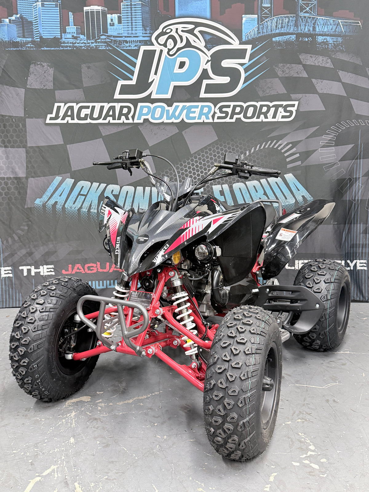 Vitacci Pentora 200 Electric Fuel Injected (EFI) Automatic Adult ATV - Sport Quad - Red - Front View