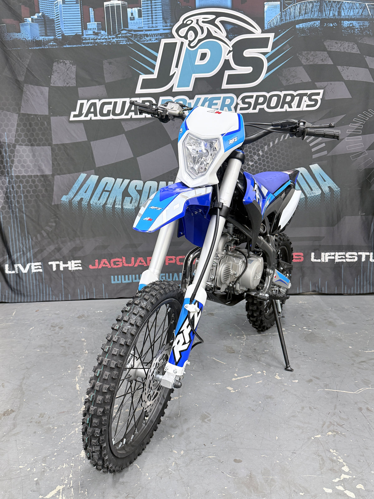 Apollo Thunder 150cc DLX Dirt Bike - Front view - Blue