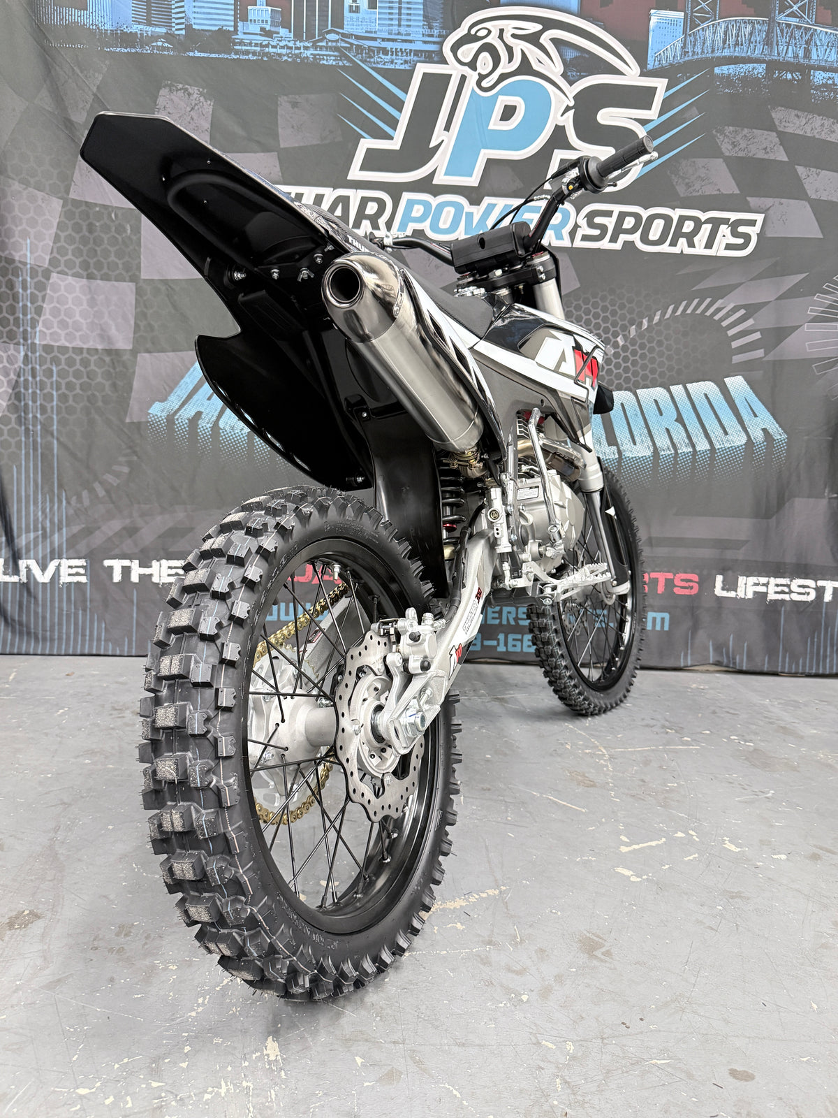 Apollo Thunder 300 300cc Dirt Bike – Manual | 4 speed Off Road Motorcycle - Black - Back view