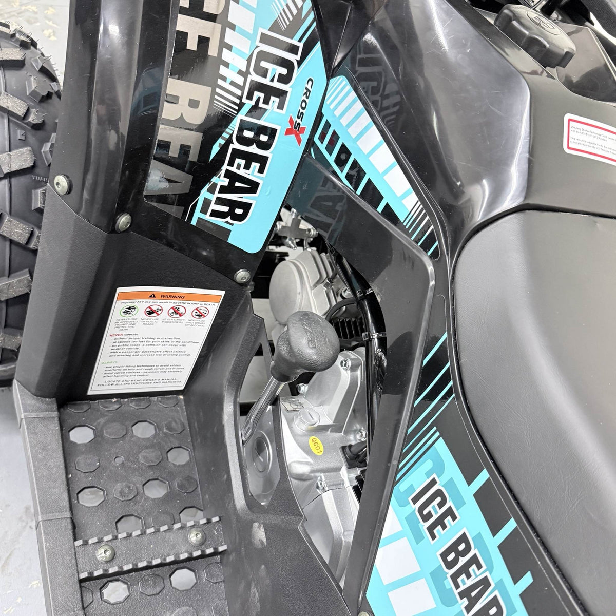 Icebear SYX 125cc Electric Fuel Injected (EFI) Automatic Youth ATV - Utility Quad - black / teal - shifter